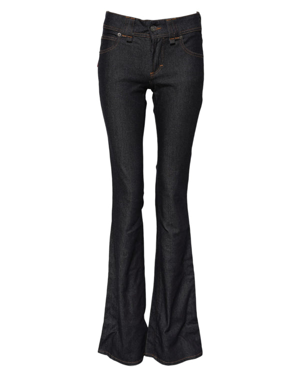 Blue Mid Waist Cotton Wide Leg Denim Jeans John Galliano