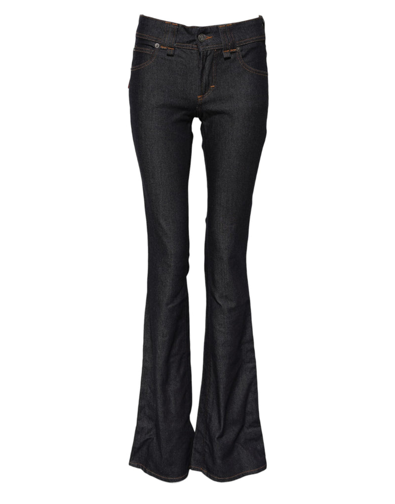 Blue Mid Waist Cotton Wide Leg Denim Jeans John Galliano