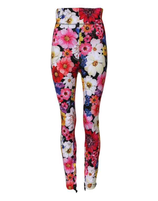 Multicolor Floral High Waist Leggings Pants Dolce & Gabbana