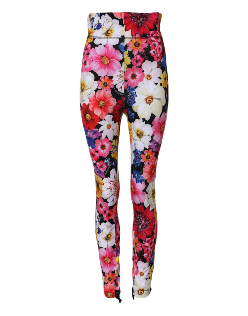 Multicolor Floral High Waist Leggings Pants Dolce & Gabbana
