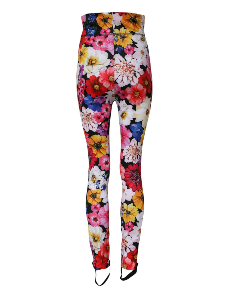 Multicolor Floral High Waist Leggings Pants Dolce & Gabbana