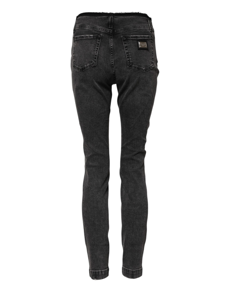 Gray Skinny Cotton Mid Waisted Denim Jeans Dolce & Gabbana