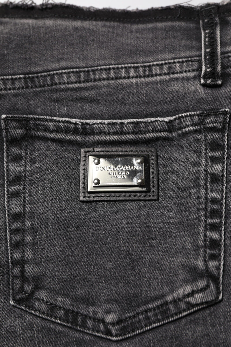 Gray Skinny Cotton Mid Waisted Denim Jeans Dolce & Gabbana