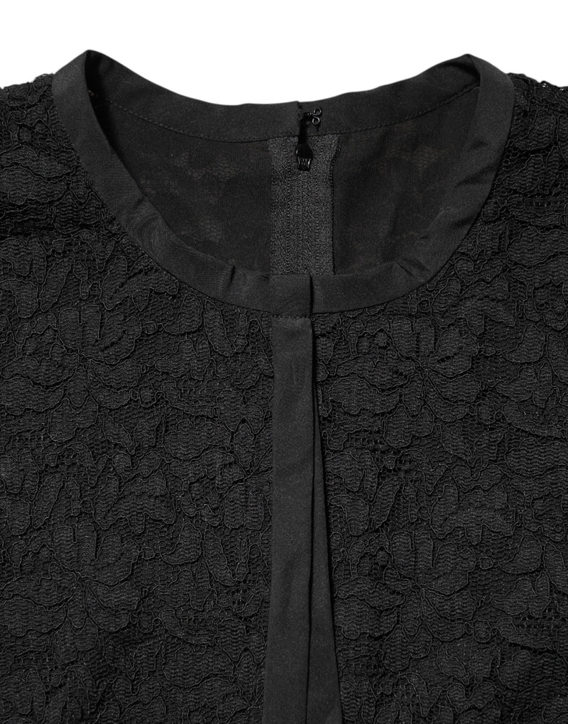 Black Nylon Lace Long Sleeve Blouse Top Dolce & Gabbana
