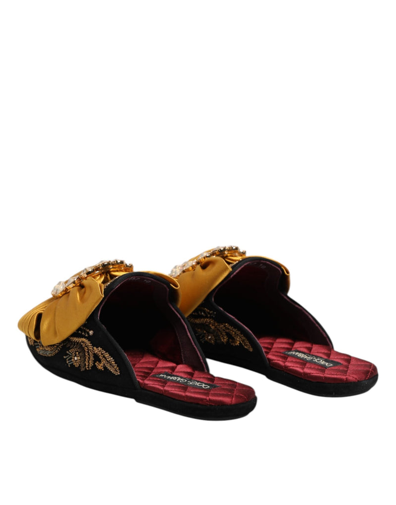 Multicolor Embellished Flat Sandals Shoes Dolce & Gabbana