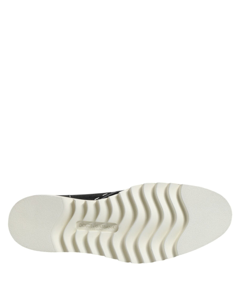 Black White Leather Ankle Boots Shoes Dolce & Gabbana