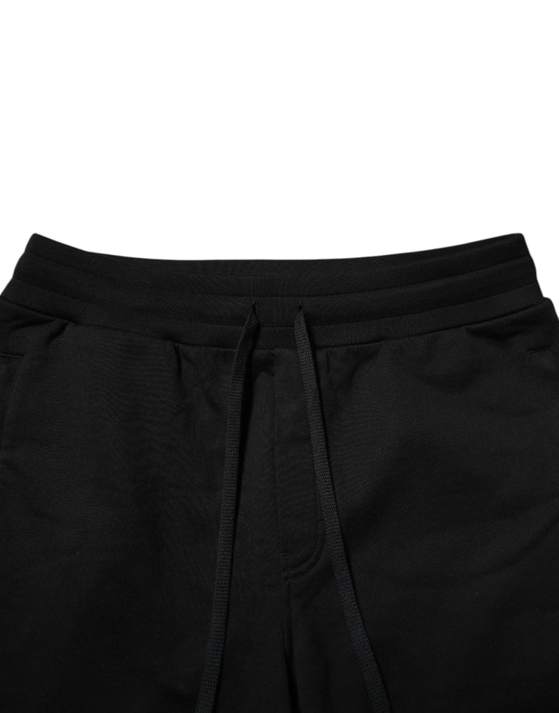 Black Cotton Logo Tape Men Jogger Pants Dolce & Gabbana