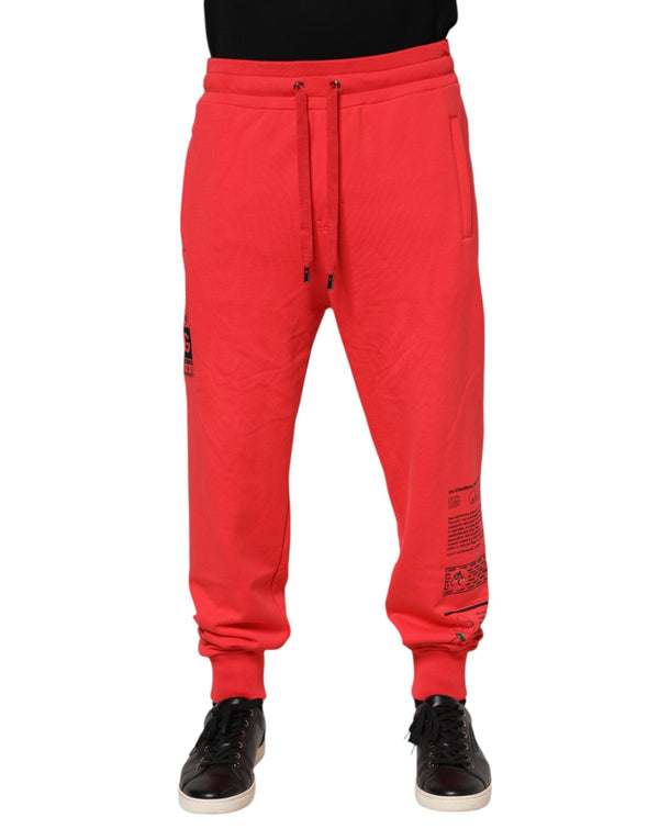 Red Cotton Men Jogger Sweatpants Pants Dolce & Gabbana
