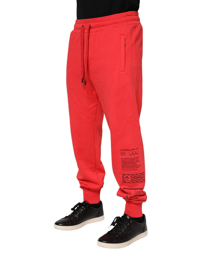 Red Cotton Men Jogger Sweatpants Pants Dolce & Gabbana