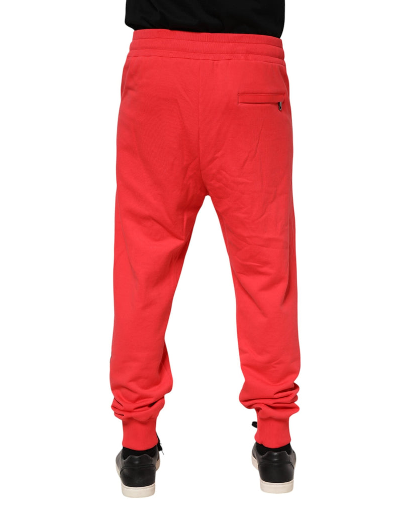Red Cotton Men Jogger Sweatpants Pants Dolce & Gabbana