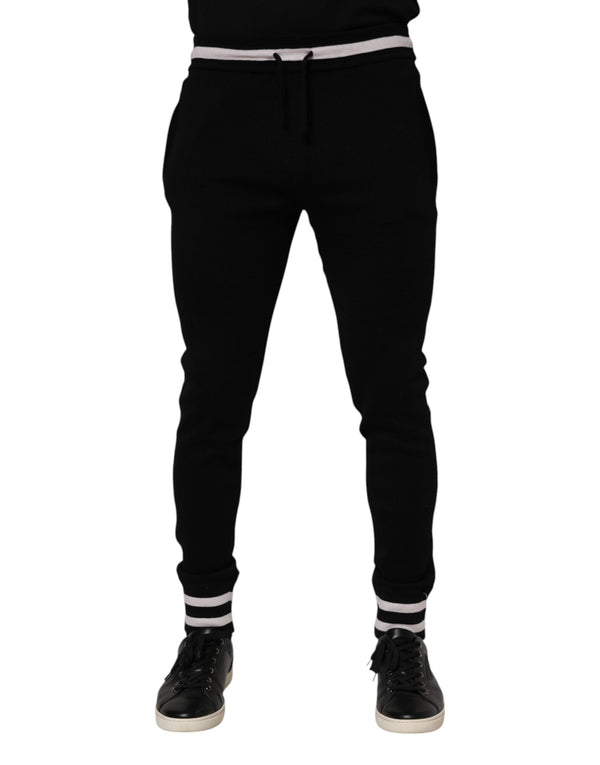 Black Cotton Men Jogger Sweatpants Pants Dolce & Gabbana