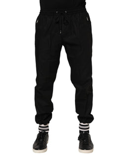 Black Cotton Logo Tape Men Jogger Pants Dolce & Gabbana