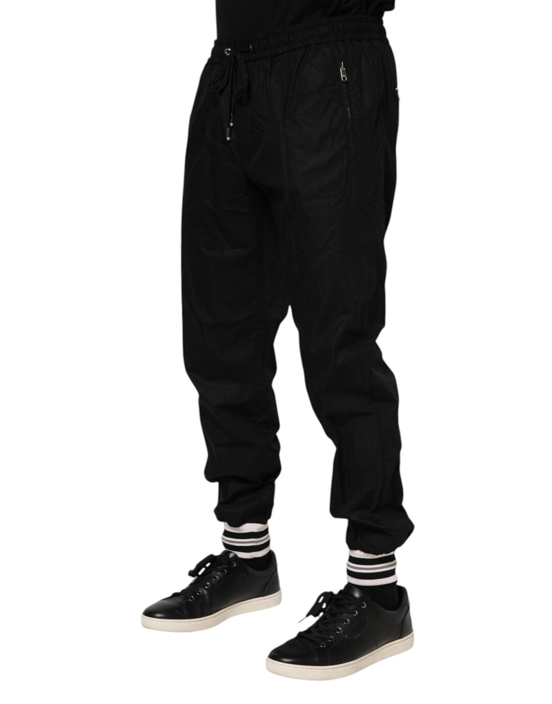 Black Cotton Logo Tape Men Jogger Pants Dolce & Gabbana