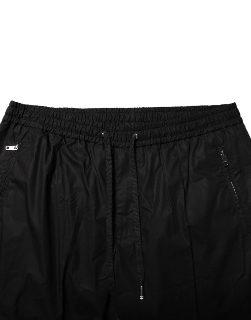 Black Cotton Logo Tape Men Jogger Pants Dolce & Gabbana