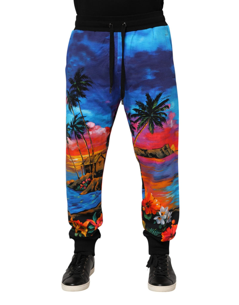 Blue Hawaiian Print Jogger Sweatpants Pants Dolce & Gabbana