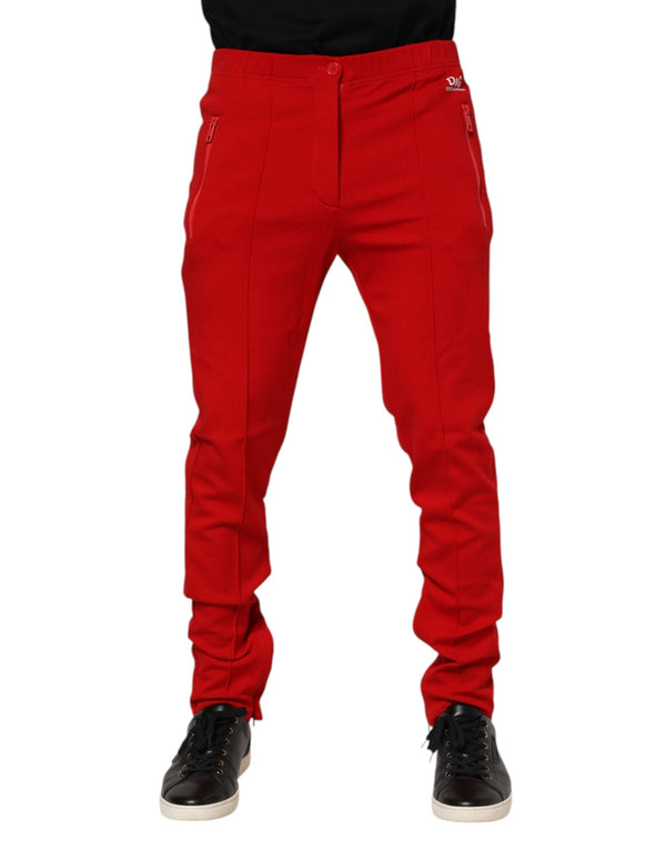 Red Viscose Logo Jogger Men Sweatpants Pants Dolce & Gabbana