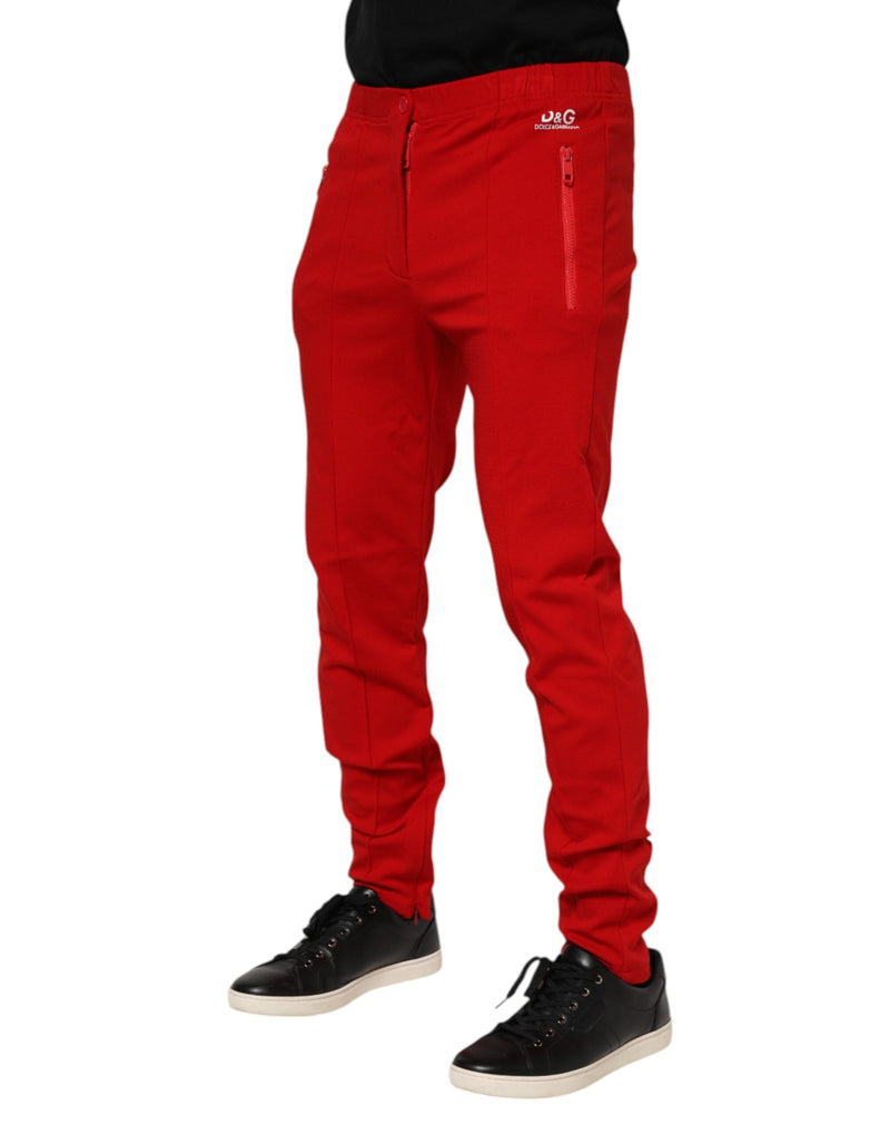 Red Viscose Logo Jogger Men Sweatpants Pants Dolce & Gabbana