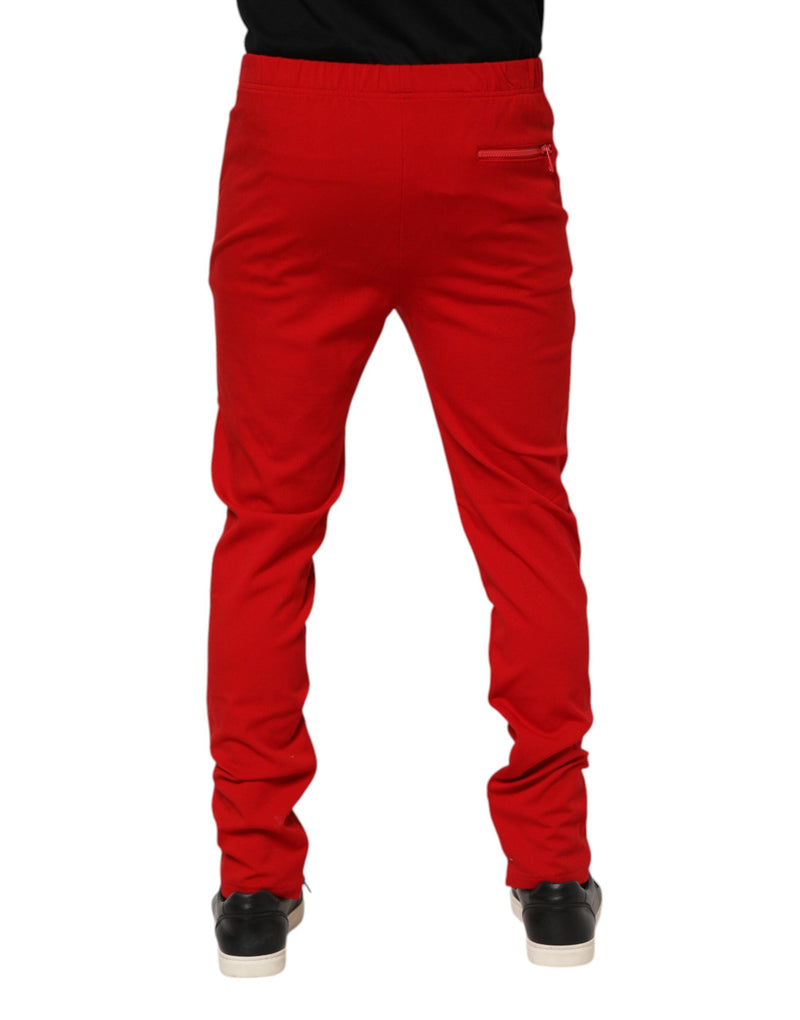 Red Viscose Logo Jogger Men Sweatpants Pants Dolce & Gabbana