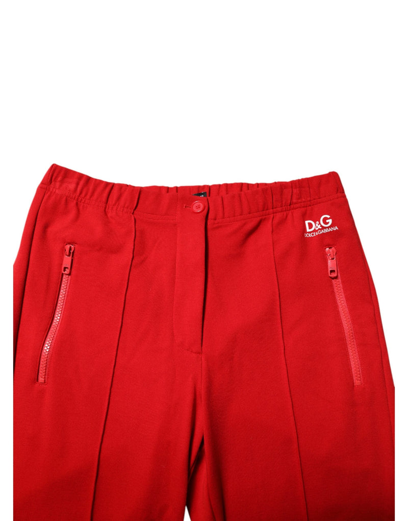 Red Viscose Logo Jogger Men Sweatpants Pants Dolce & Gabbana
