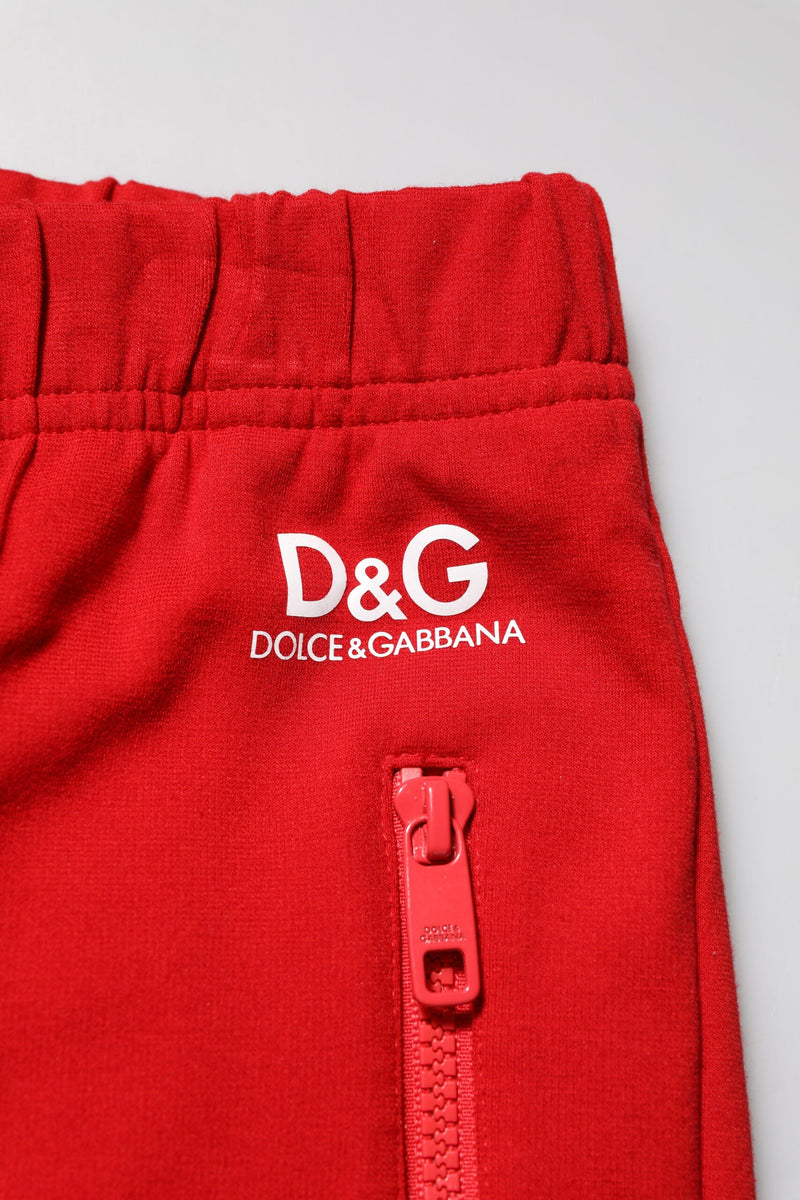 Red Viscose Logo Jogger Men Sweatpants Pants Dolce & Gabbana