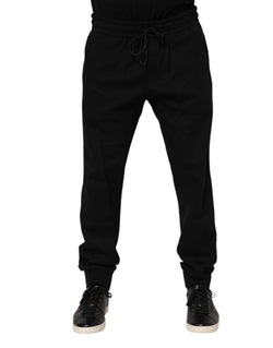 Black Cotton Men Jogger Sweatpants Pants Dolce & Gabbana