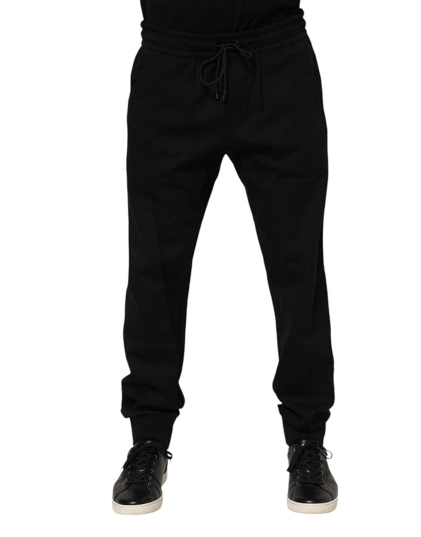 Black Cotton Men Jogger Sweatpants Pants Dolce & Gabbana
