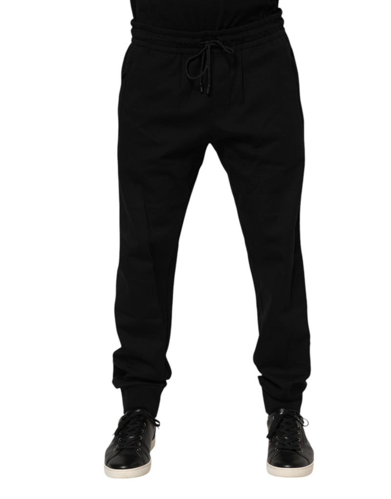 Black Cotton Men Jogger Sweatpants Pants Dolce & Gabbana