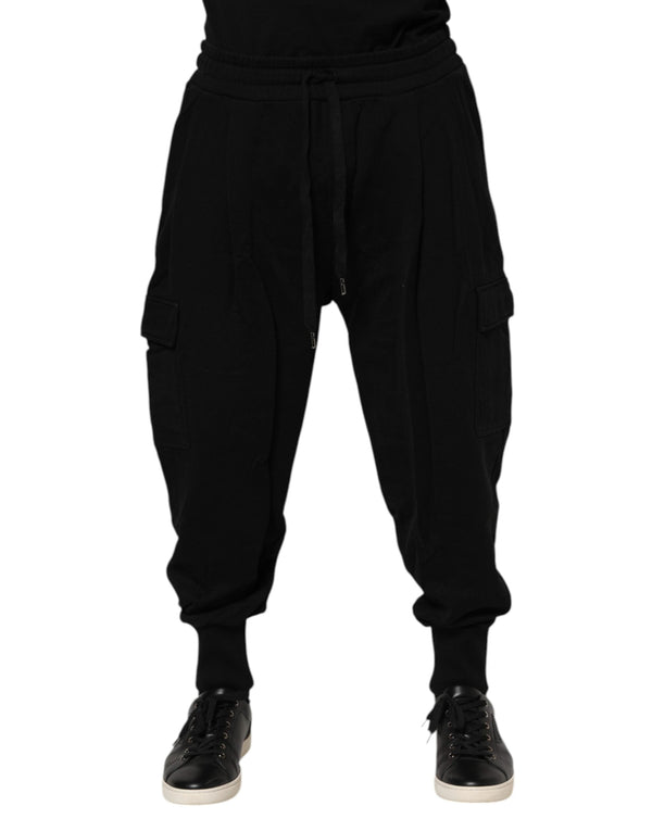 Black Cotton Logo Jogger Sweatpants Pants Dolce & Gabbana