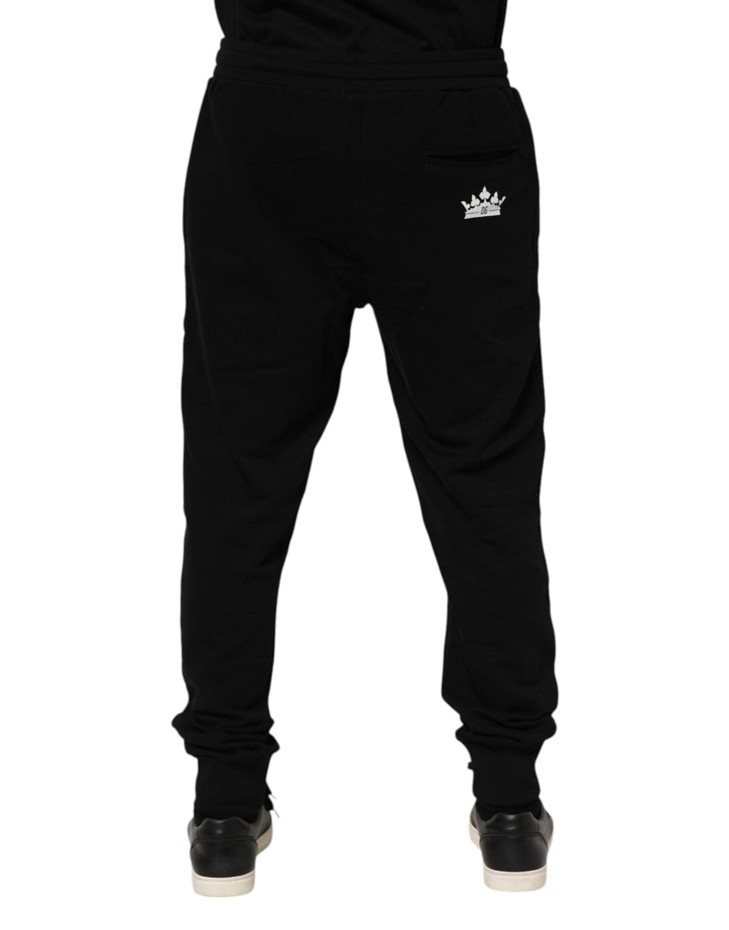 Black Cotton Crown Jogger Sweatpants Pants Dolce & Gabbana