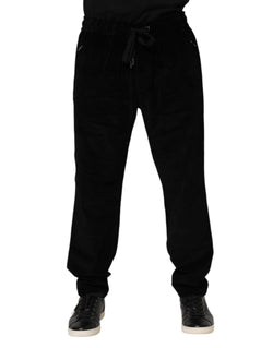 Black Cotton Men Jogger Sweatpants Pants Dolce & Gabbana