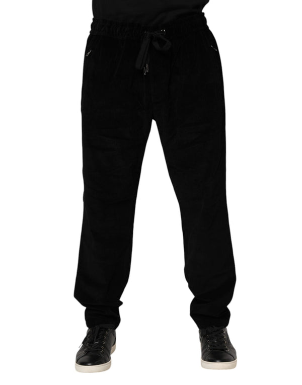 Black Cotton Men Jogger Sweatpants Pants Dolce & Gabbana
