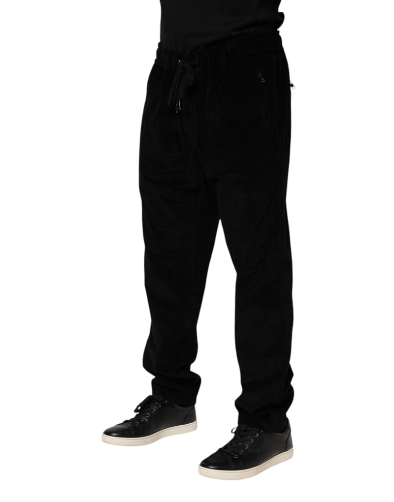 Black Cotton Men Jogger Sweatpants Pants Dolce & Gabbana