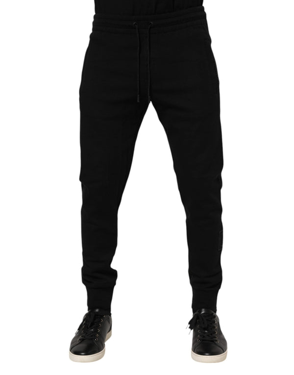 Black Cotton Men Jogger Sweatpants Pants Dolce & Gabbana