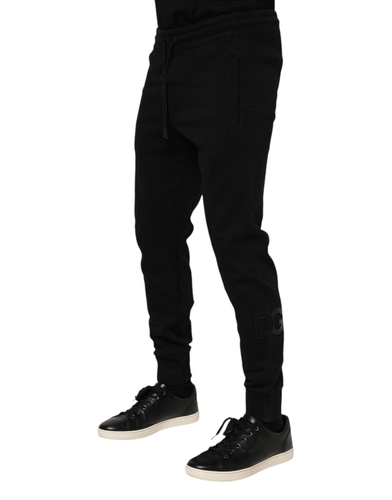 Black Cotton Men Jogger Sweatpants Pants Dolce & Gabbana