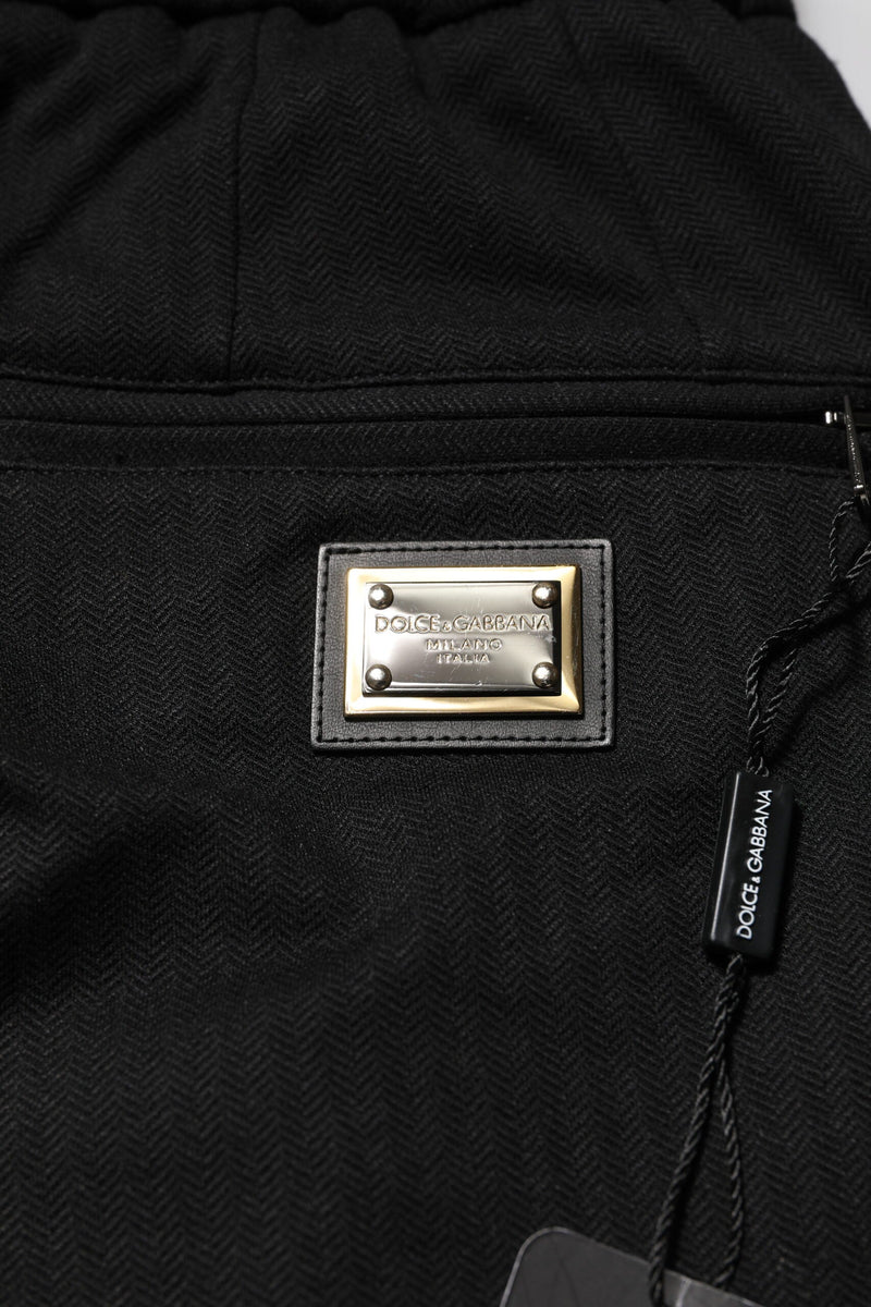 Black Viscose Drawstring Men Jogger Pants Dolce & Gabbana