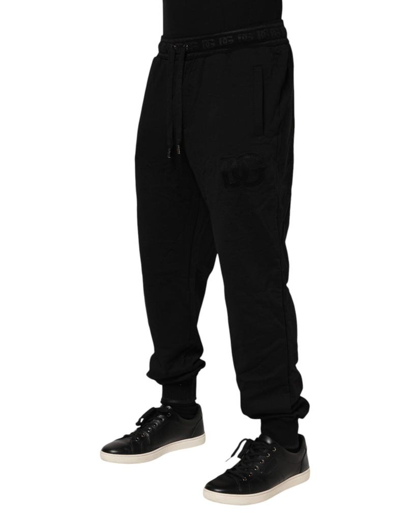 Black Cotton Drawstring Jogger Pants Dolce & Gabbana