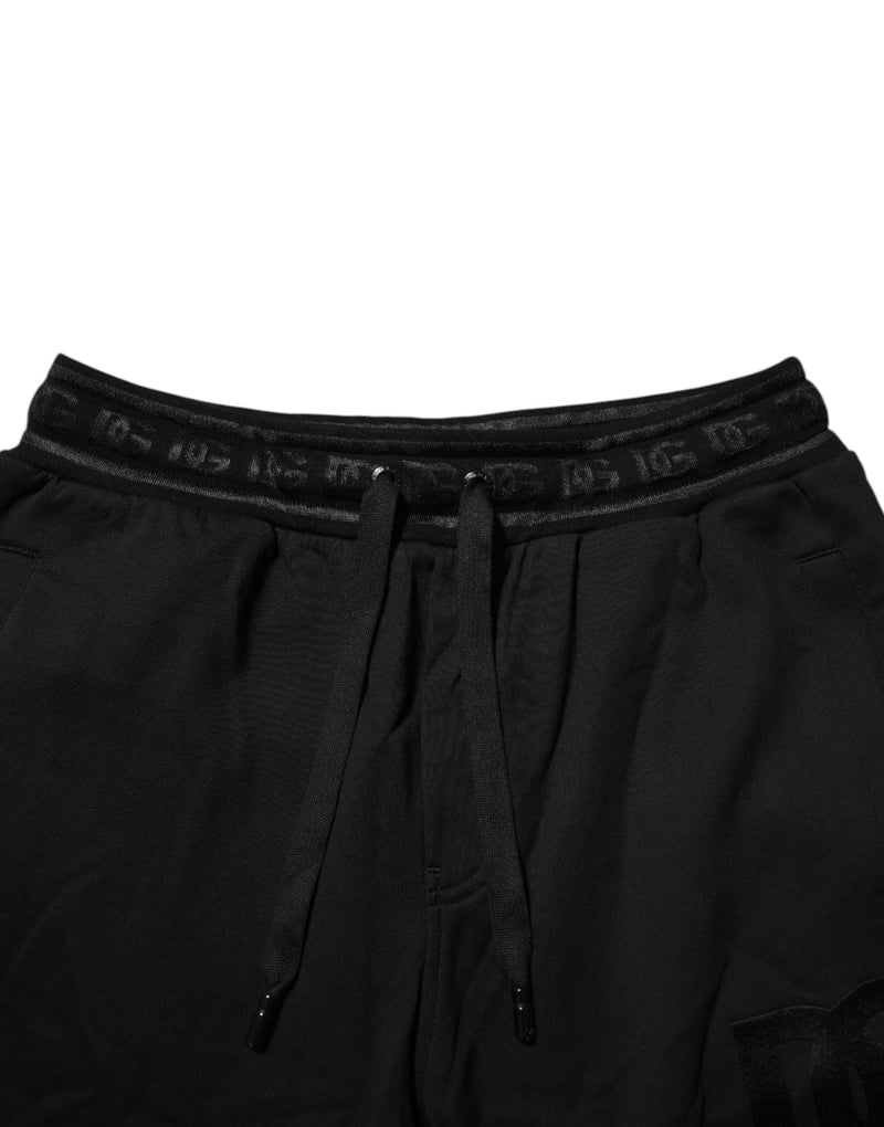 Black Cotton Drawstring Jogger Pants Dolce & Gabbana