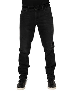 Black Cotton Logo Plaque Skinny Denim Jeans Dolce & Gabbana