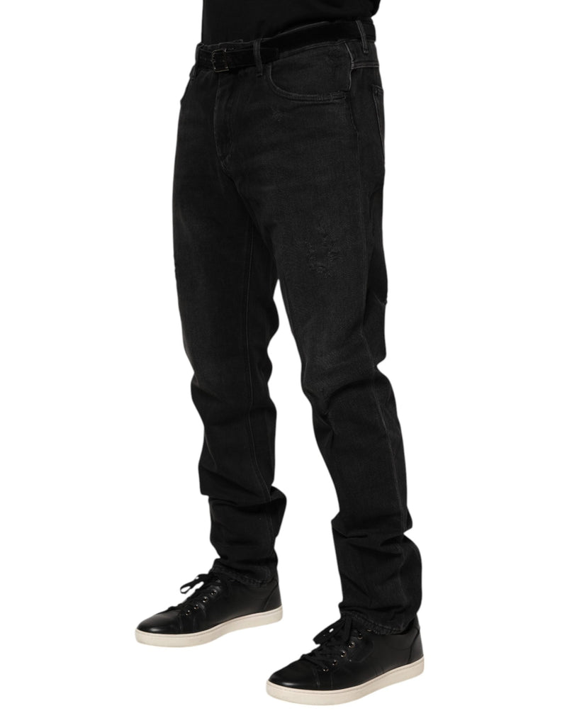 Black Cotton Logo Plaque Skinny Denim Jeans Dolce & Gabbana