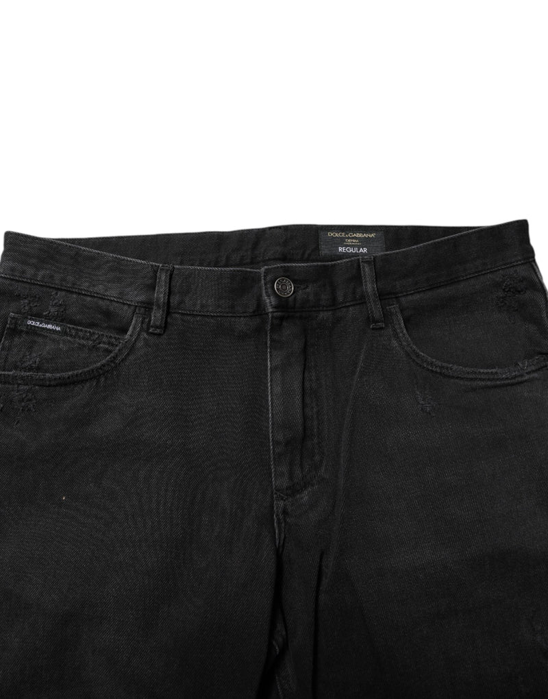 Black Cotton Logo Plaque Skinny Denim Jeans Dolce & Gabbana