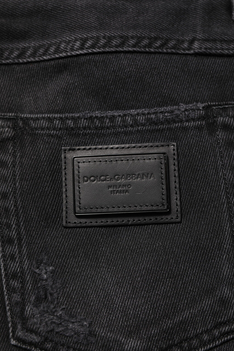 Black Cotton Logo Plaque Skinny Denim Jeans Dolce & Gabbana