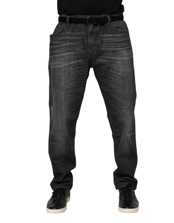 Gray Washed Cotton Loose Denim Jeans Dolce & Gabbana