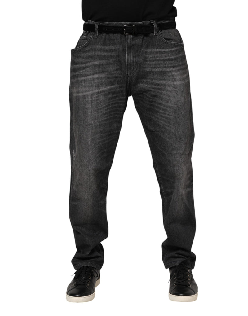 Gray Washed Cotton Loose Denim Jeans Dolce & Gabbana