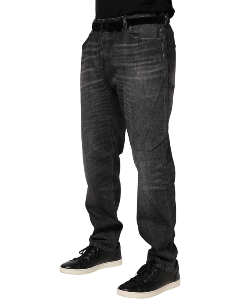 Gray Washed Cotton Loose Denim Jeans Dolce & Gabbana
