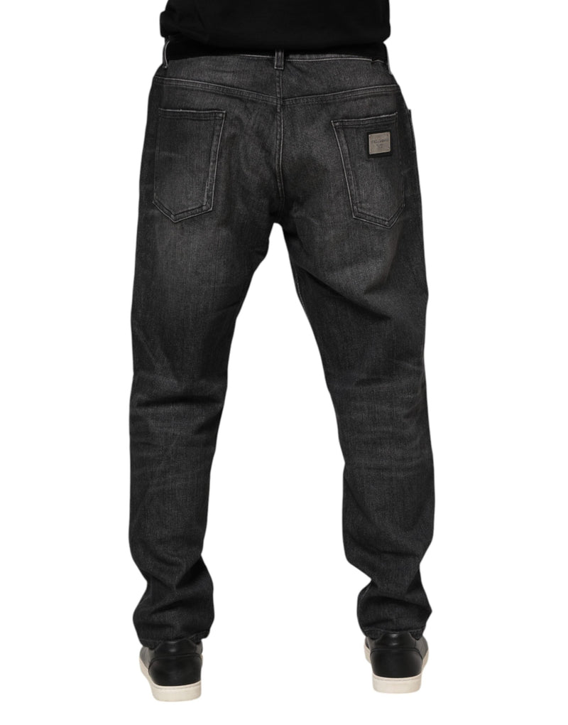 Gray Washed Cotton Loose Denim Jeans Dolce & Gabbana