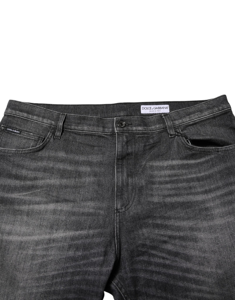 Gray Washed Cotton Loose Denim Jeans Dolce & Gabbana