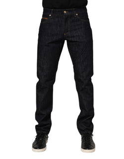 Dark Blue Cotton Logo Plaque Men Denim Jeans Dolce & Gabbana