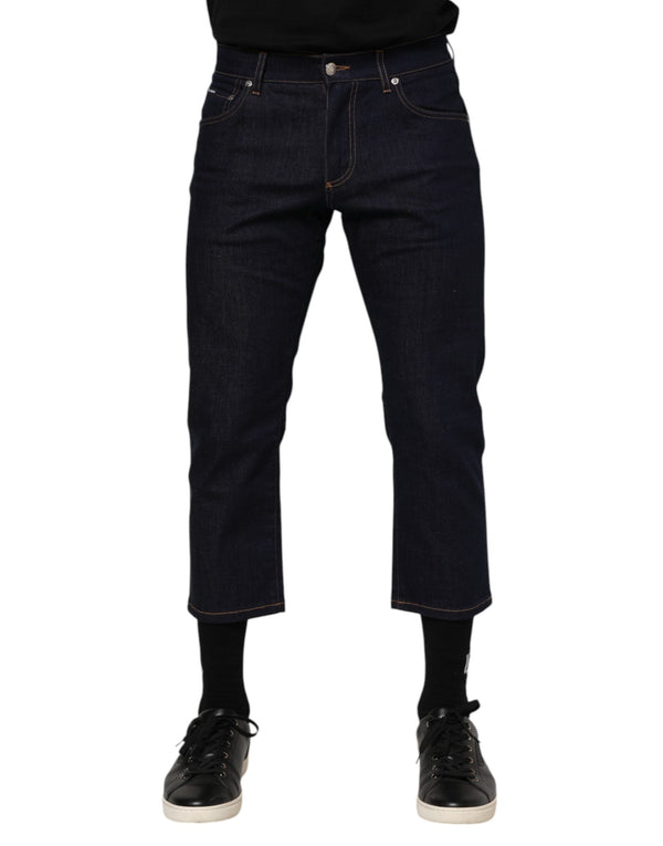 Dark Blue Cotton Logo Slim Fit Men Denim Jeans Dolce & Gabbana