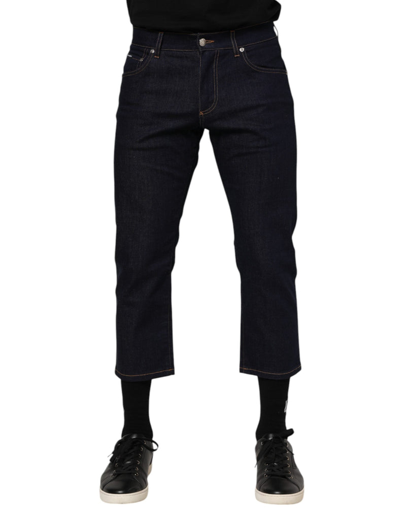 Dark Blue Cotton Logo Slim Fit Men Denim Jeans Dolce & Gabbana