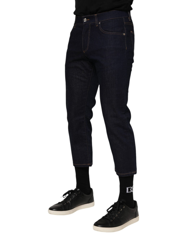 Dark Blue Cotton Logo Slim Fit Men Denim Jeans Dolce & Gabbana